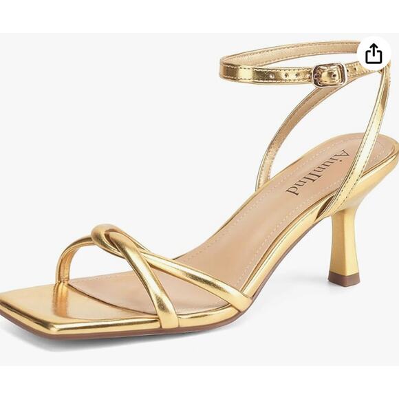 Women's Sandals Square Open Toe Kitten Heels Strappy Ankle Strap - Picture 3 of 3